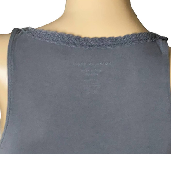 American Eagle Soft &‎ Sexy Sueded Tank Top Size XS Gray V-Neck Lace Flowy - Picture 6 of 8